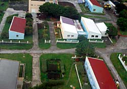 Aerial view of the base buildings on Amsterdam Island