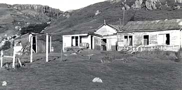 Old cabin at Port-Couvreux on the east coast of Presqu'ile Bouquet de la Grye, Kerguelen.