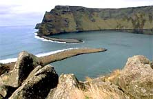 The spectacular caldera (crater lake) at Saint-Paul Island.