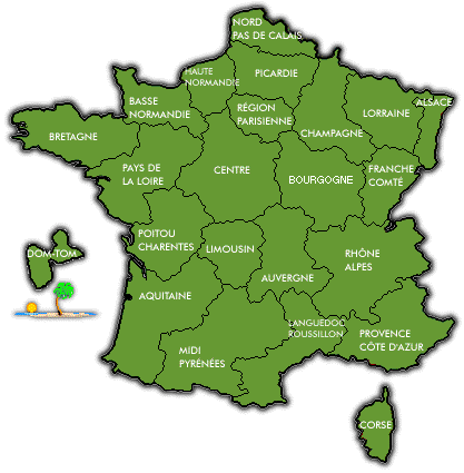 France map by region or