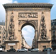 View of Porte de Saint-Denis from rue St-Denis.