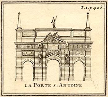 Porte St-Antoine, copperplate engraving by Giffart, 1706.