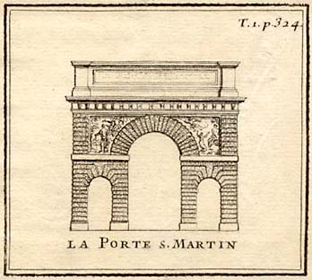 Porte St-Martin, copperplate engraving by Giffart, 1706.