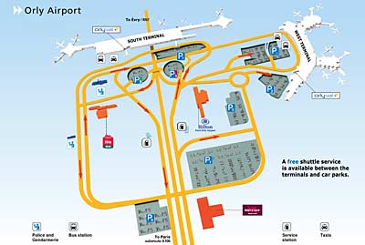 Diagram of Orly Airport complex