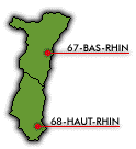 Map of Alsace departments